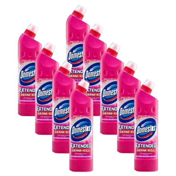 9PK Domestos Pink Power Thick Bleach Disinfectant Bathroom/Toilet Cleaner 750ml