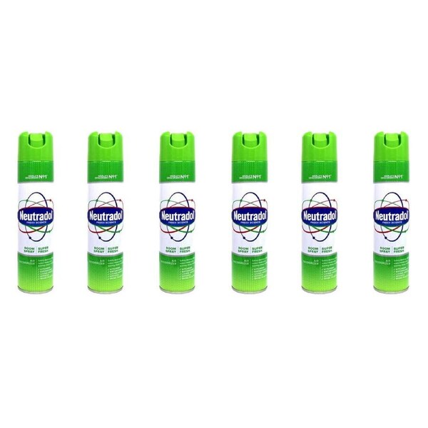 6PK Neutradol Aerosol Room Spray Air Deodoriser/Freshener 300ml Super Fresh