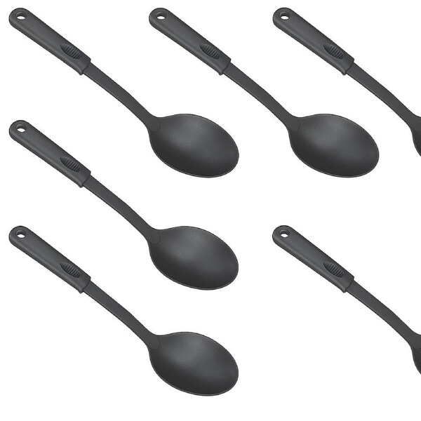 6x 32cm Nylon Serving Spoon in Black