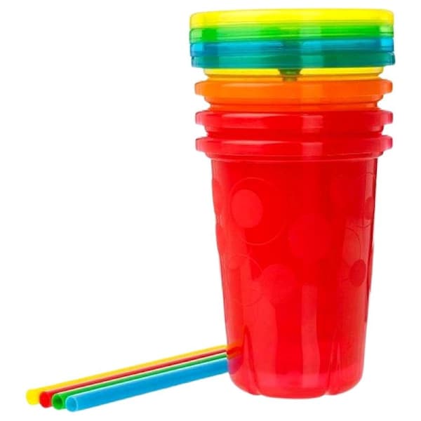 Take & Toss Straw Sipper Cups with Lids (Pack of 4)