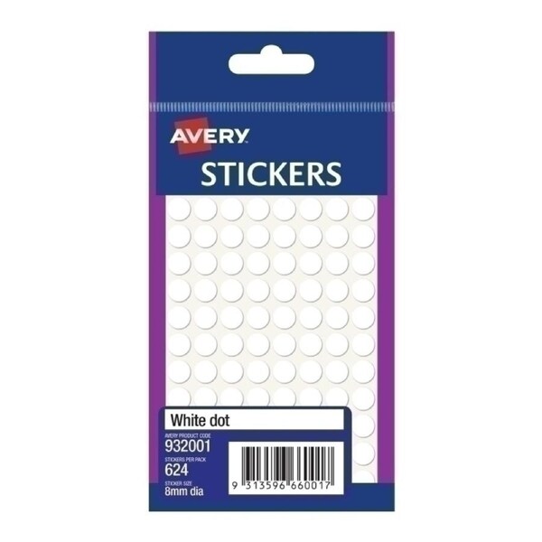 AV White Dot Sticker 8mm Bx10