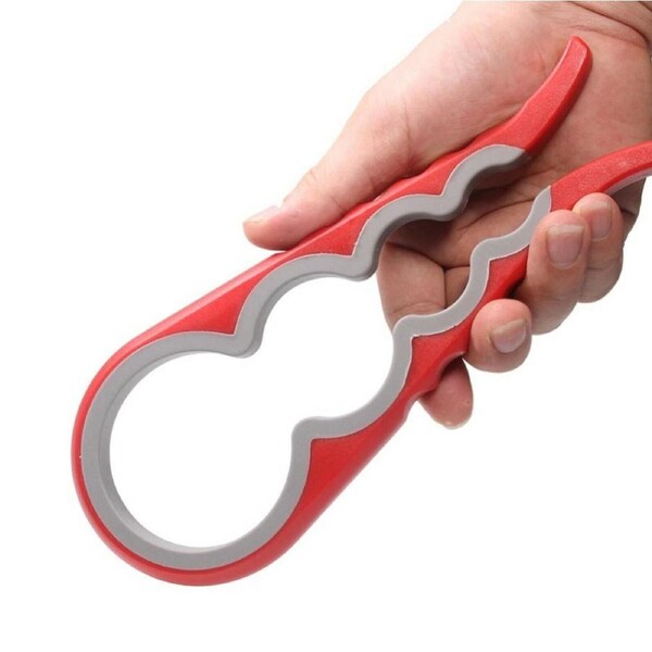 Cap Twister Opener Easy Grip 4-In-1 Multipurpose Opener Jar Can Lids Red