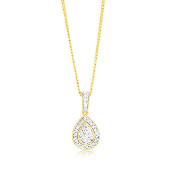 1/6 Carat Diamond Pendant in 9ct Yellow Gold