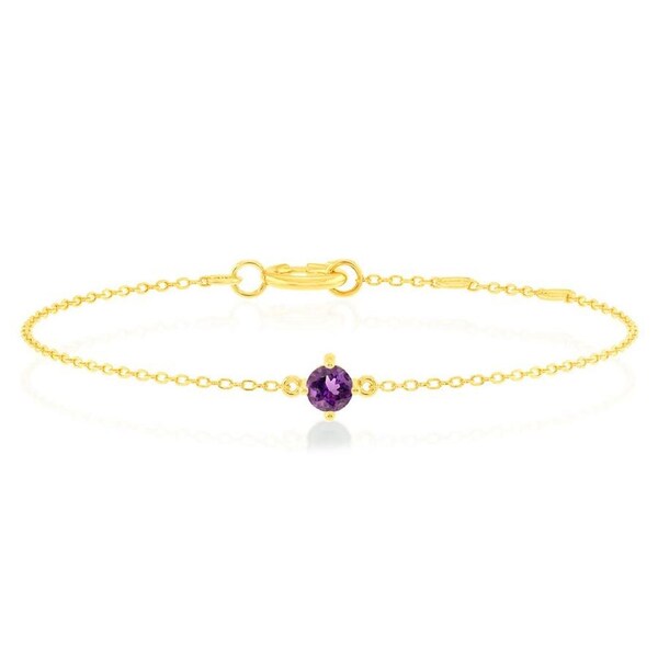 0.23 Carat Amethyst Adjustable Bracelet 17cm in 9ct Yellow Gold