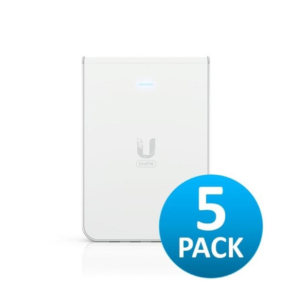 Ubiquiti UniFi Wi-Fi 6 In-Wall, U6-IW-5, *5 Pack* , Wall-mounted Access Point with a Built-in PoE Switch,115 m Coverage NHU-U6-IW-5