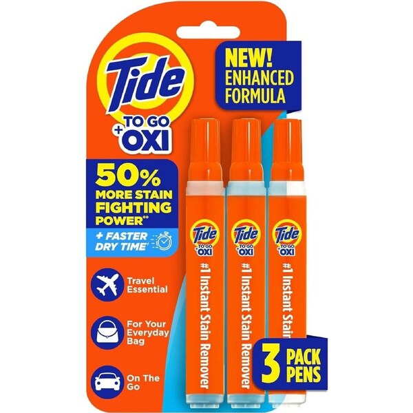 Tide To Go + OXI- 3 Pack - Instant Stain Remover Liquid Pen - 3 Count - Laundry washing