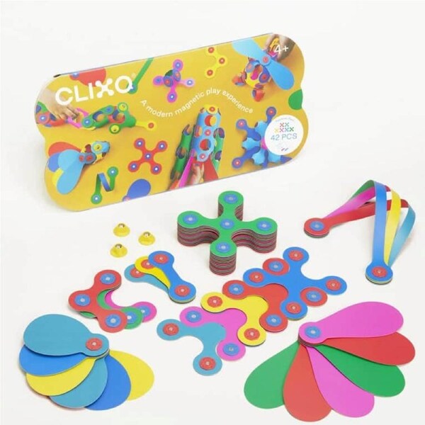 Clixo Rainbow 42-Piece Pack - Large Magnetic Building Set