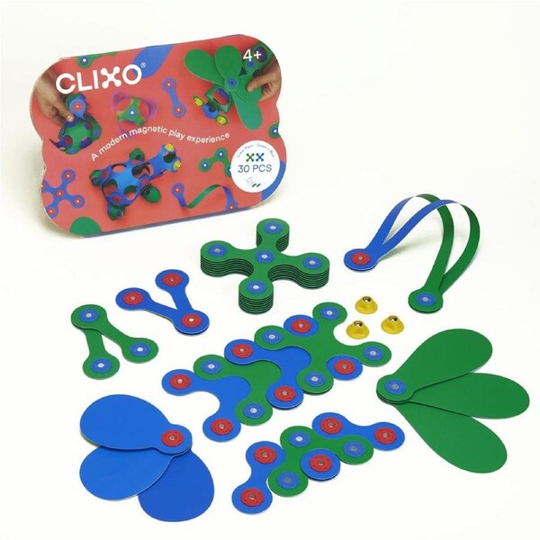 Clixo Crew Pack Blue & Green - 30pc Magnetic Building Set