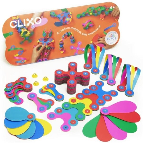 Clixo Super Rainbow 60-Piece Set - Premium Magnetic STEM Toy