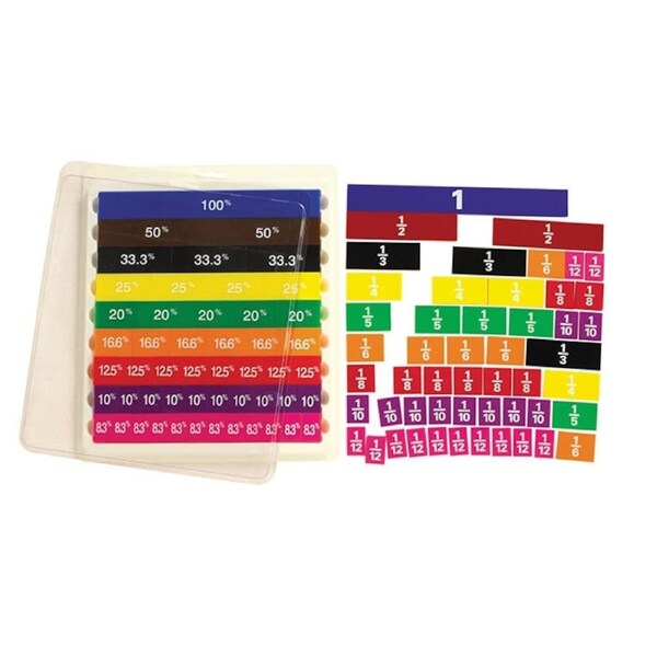 Learning Can Be Fun - Fraction Tiles 51pc + Tray Various Fractions
