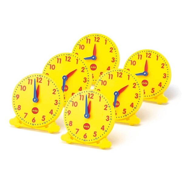 Learning Can Be Fun - Analogue Student Clocks 10cm Dia Set of 6