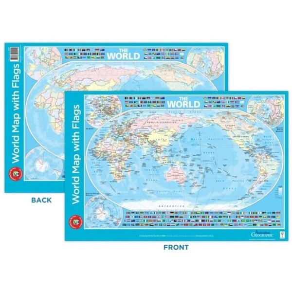 Learning Can Be Fun - World Map with Flags Poster