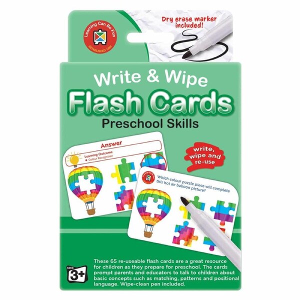 Learning Can Be Fun - W&W Flash Cards Preschool Skills w/marker