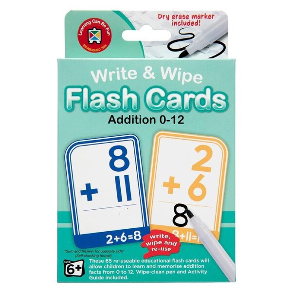 Learning Can Be Fun - Write & Wipe Flash Cards Addition 0-12