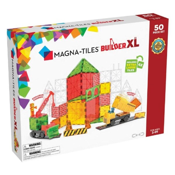 Magna Tiles - Builder XL 50 Pcs Set with Crane and Road