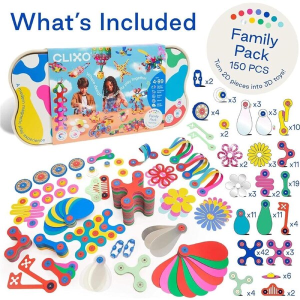 Clixo Family Pack 150-Piece Set - Large Magnetic STEM Kit