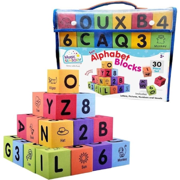 Alphabet & Number Foam Blocks - Magic Sensory