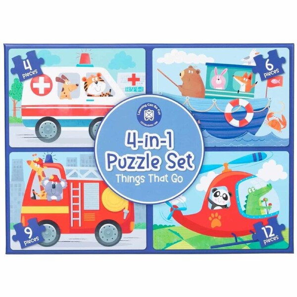 Learning Can Be Fun - 4-in-1 Puzzle Set: Things That Go