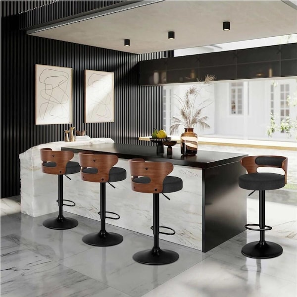 4x ALFORDSON Bar Stools Reno Fabric Black