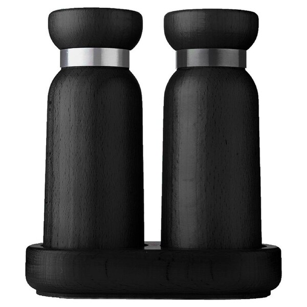 Icon Chef Salt and Pepper Mill Set with Tray - Bayeux, Black