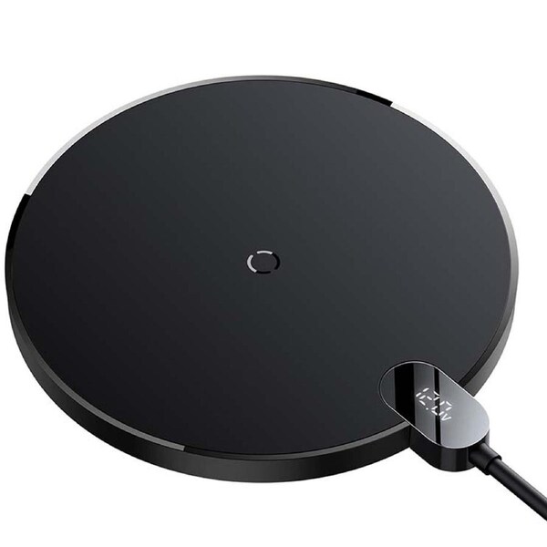 Baseus Digital LED 15W Fast Charging Wireless Phone Charge Pad Type-C USB - Black