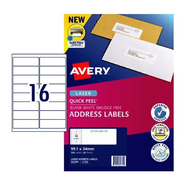 AV Lsr Lbl QP L7162 16Up Pk20
