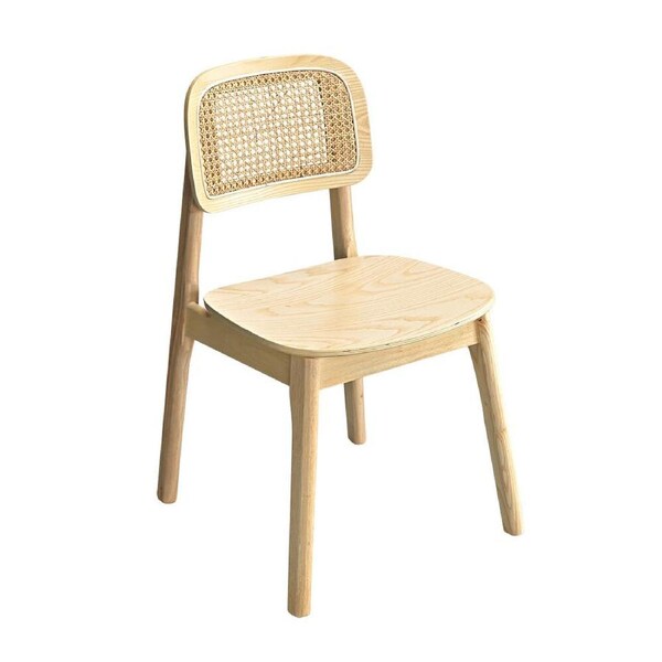 Furb 2X Rattan Dining Chairs Rubberwood Kitchen Accent Lounge Chair Light Wood