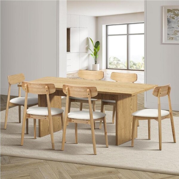 Oikiture 1.8m Dining Table and Chairs Wooden Furniture Set of 7 Kitchen Resturante