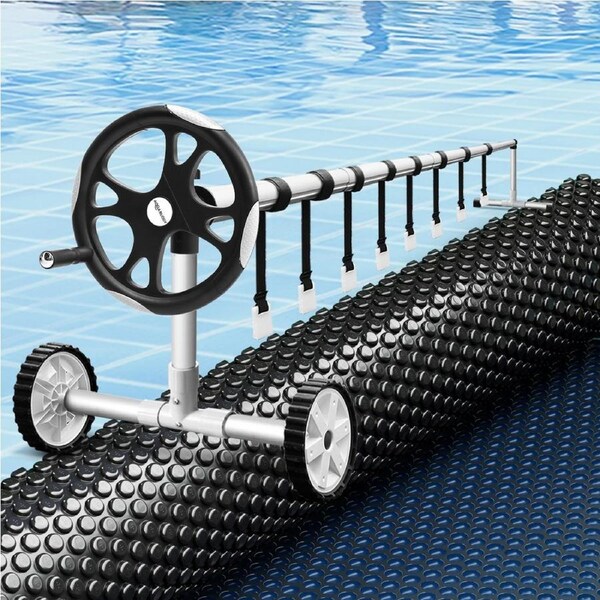 Aqua Buddy Pool Cover 600 Micron 7x4m w/ Roller 5.55m Swimming Pools Black Solar Blanket
