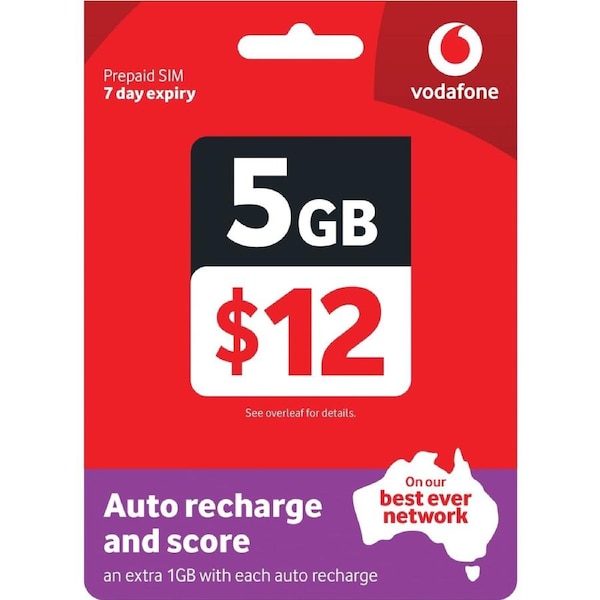 Vodafone $12 Starter Pack PrePaid SIM Card 5 GB