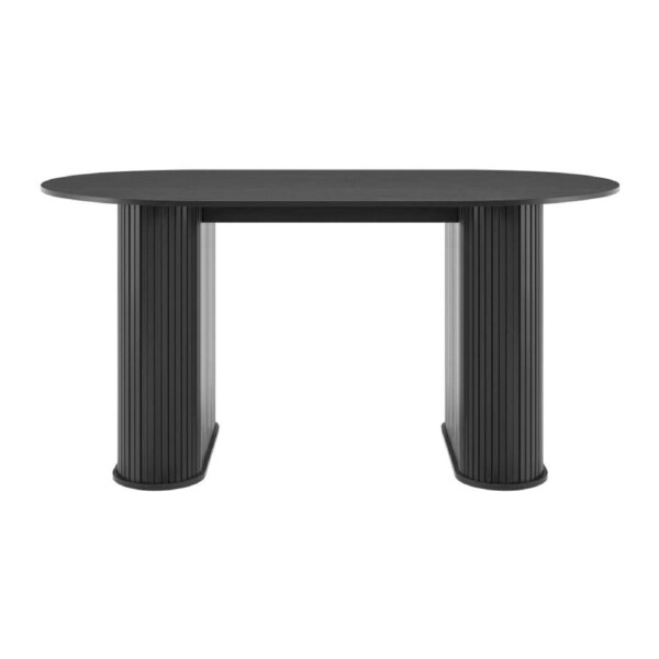 Design Square Galene Wooden Rectangular Kitchen Dining Table 160cm Slat Black