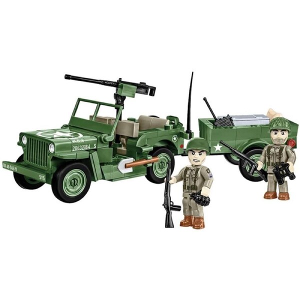 200pc World War 2 Willys MB & Trailer Kids/Adult Building Toy 1:35 Scale
