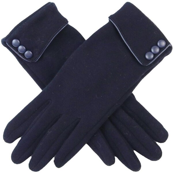 Wicked Sista Triple Button Cuff Wool Gloves Winter Hand Warmer One Size Navy