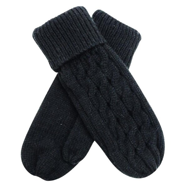 Wicked Sista Acrylic Knitted Weave Mittens Winter Hand Warmer One Size Black