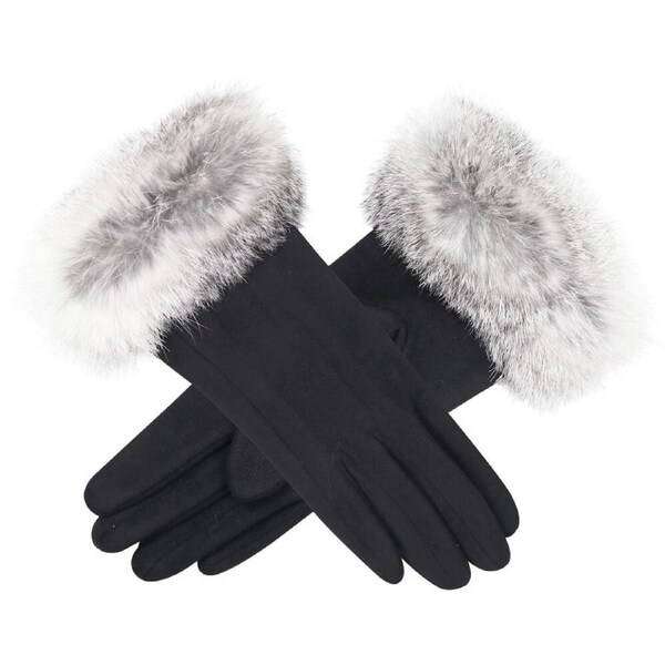 Wicked Sista Tanya Faux Fur Cuff Gloves Winter Hand Warmer One Size Black