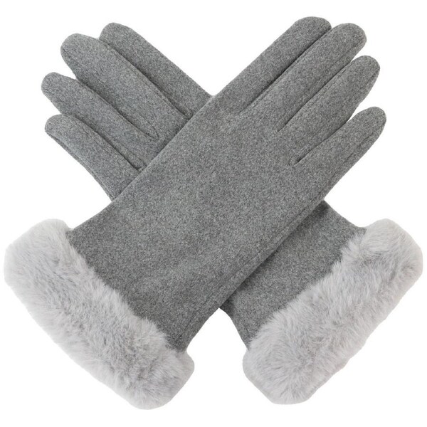Wicked Sista Tia Faux Fur Cuff Cloves Winter Hand Warmer One Size Grey