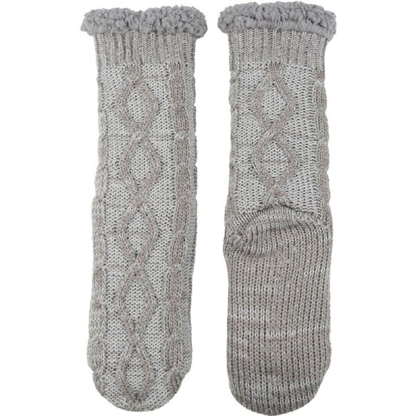 Wicked Sista Slipper Socks Classic Knit Non-Slip Indoor Footwear One Size Grey