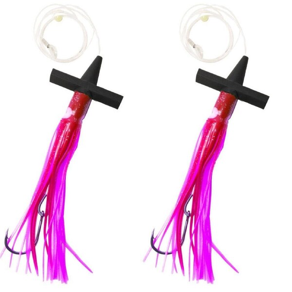 2PK Sea Pro Skirt Teaser Rigged Offshore Trolling Fishing Teaser Lure 9 In Pink