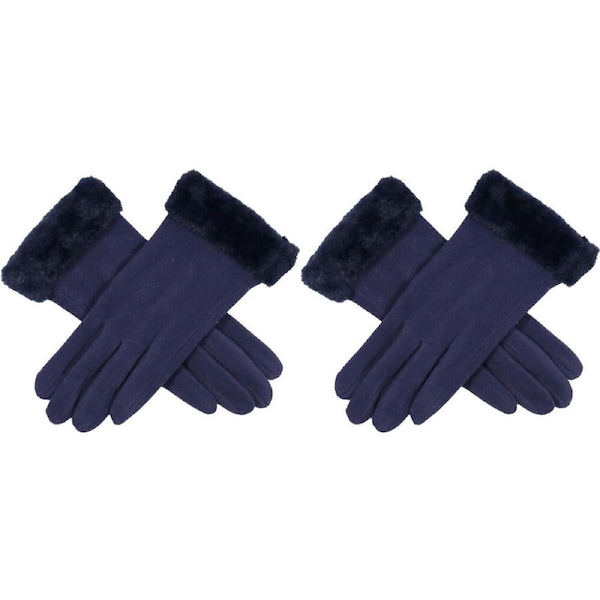 2PK Wicked Sista Tia Faux Fur Cuff Gloves Winter Hand Warmer One Size Navy