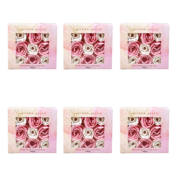 6x 9pc Wicked Sista Aromatherapy Bath Petals Relaxing Floral Bath Lychee Rose