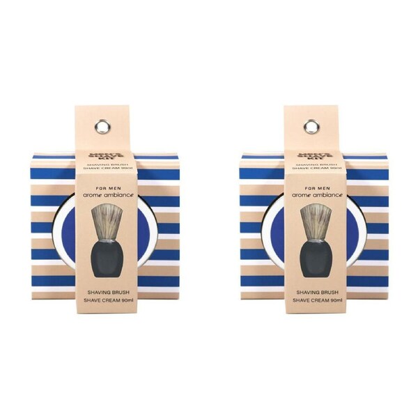 2PK Arome Ambiance Men's Shaving Brush/Shave Cream Grooming Kit Essentials Set