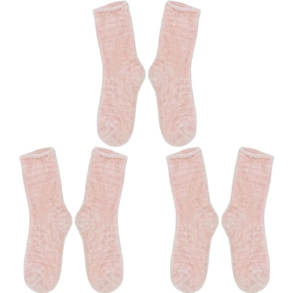 3PK Wicked Sista Cosy Non-Slip Winter Slipper Socks One Size Chenille Soft Pink