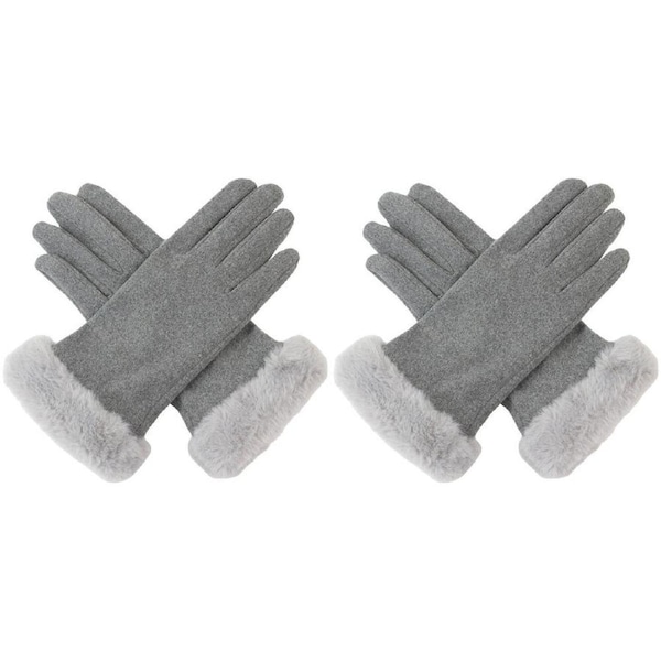 2PK Wicked Sista Tia Faux Fur Cuff Cloves Winter Hand Warmer One Size Grey