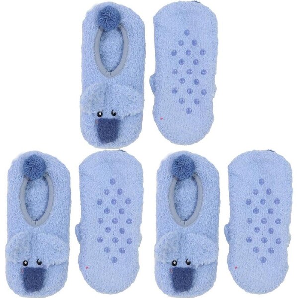 3PK Wicked Sista Footlets Koala Non-Slip Winter Indoor Footwear One Size Blue