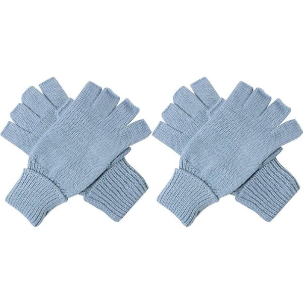 2PK Wicked Sista Fingerless Soft Knitted Winter Gloves One Size Dusty Blue