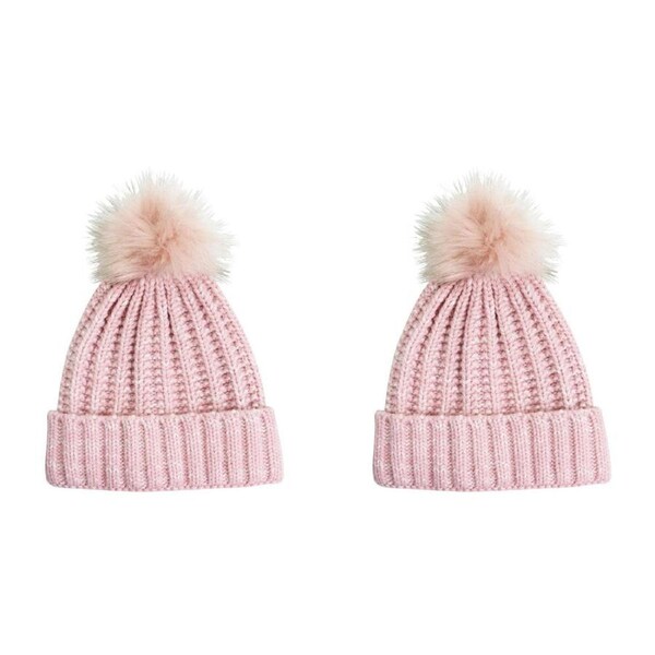 2PK Wicked Sista Acrylic Lexi Beanie Baby Pink One Size Winter Hat/Headwear