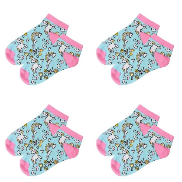 4PK Wicked Sista Cotton Unicorn Magic Women's Ankle Socks One Size 6-10