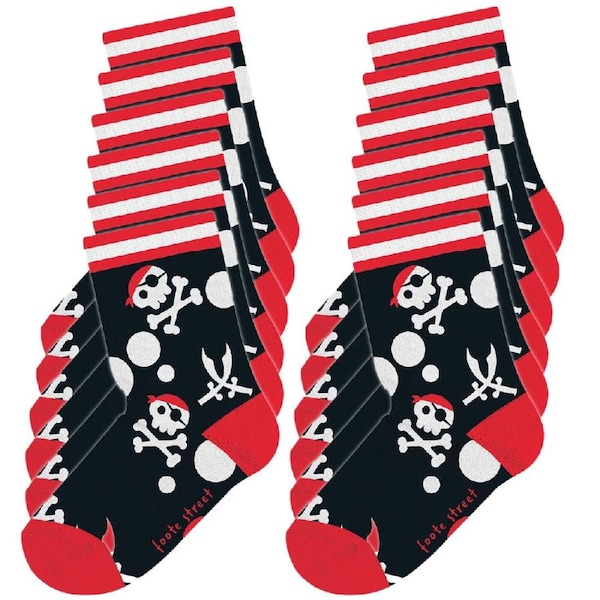 12PK Foote Street Toddler Soft Breathable/Stretchable Cotton Socks Pirates 1-3y