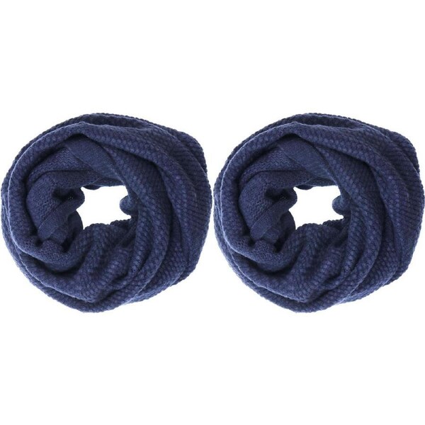 2PK Wicked Sista Acrylic Pattern Knit Snood Winter Neck Warmer One Size Navy