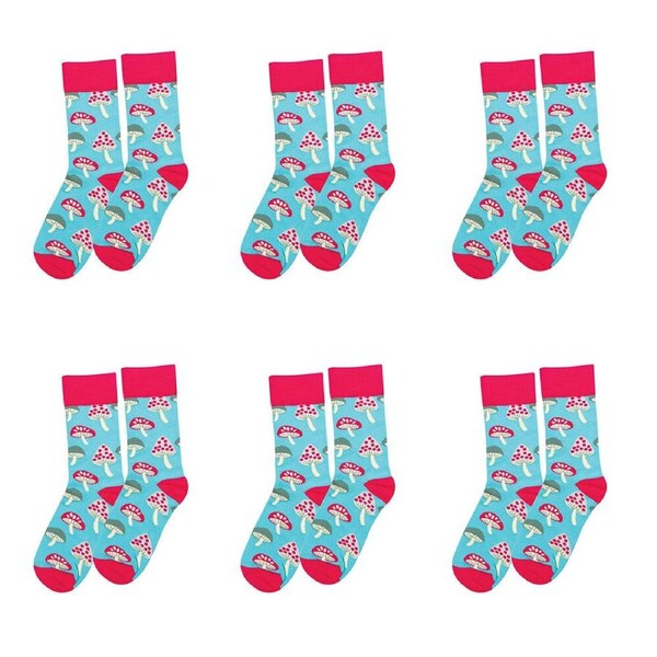 6PK Wicked Sista Cotton Stretchable/Breathable Mushroom Socks One Size 6-10